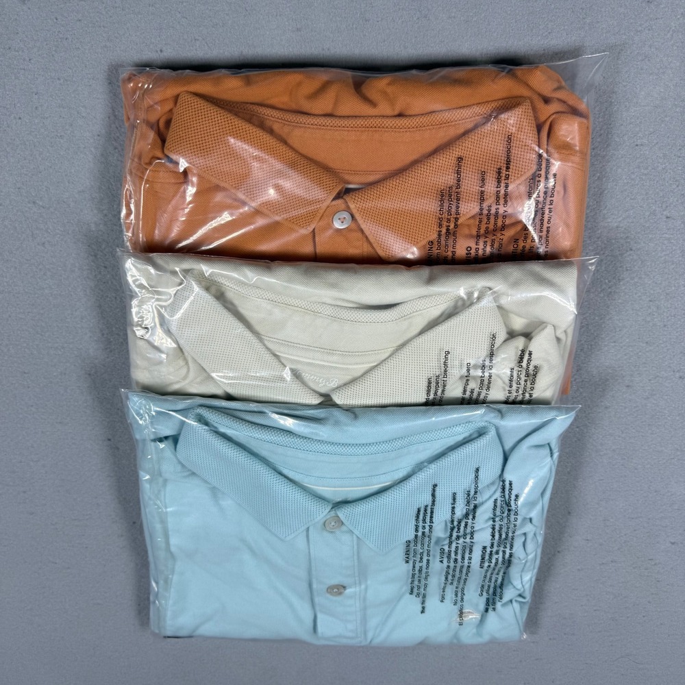 Tommy Bahama Mens XXL Supima Cotton Polo Shirt Bundle Set of 3 Blue Cream Orange